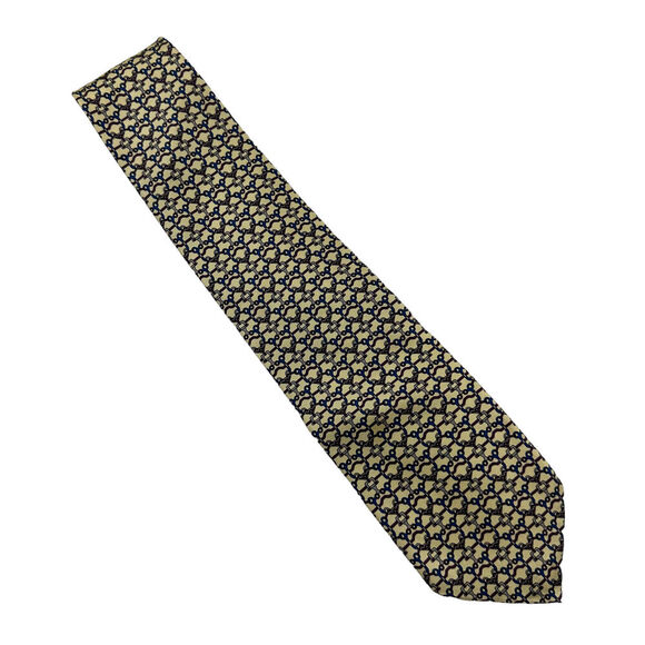 VTG Bert Pulitzer 100% Silk Cream Chain Link Pattern Geometric Neck Tie USA 04 - Picture 1 of 7